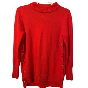 Tuckernuck Size M Bexley Wool Sailor Button Sweater Poppy Red
